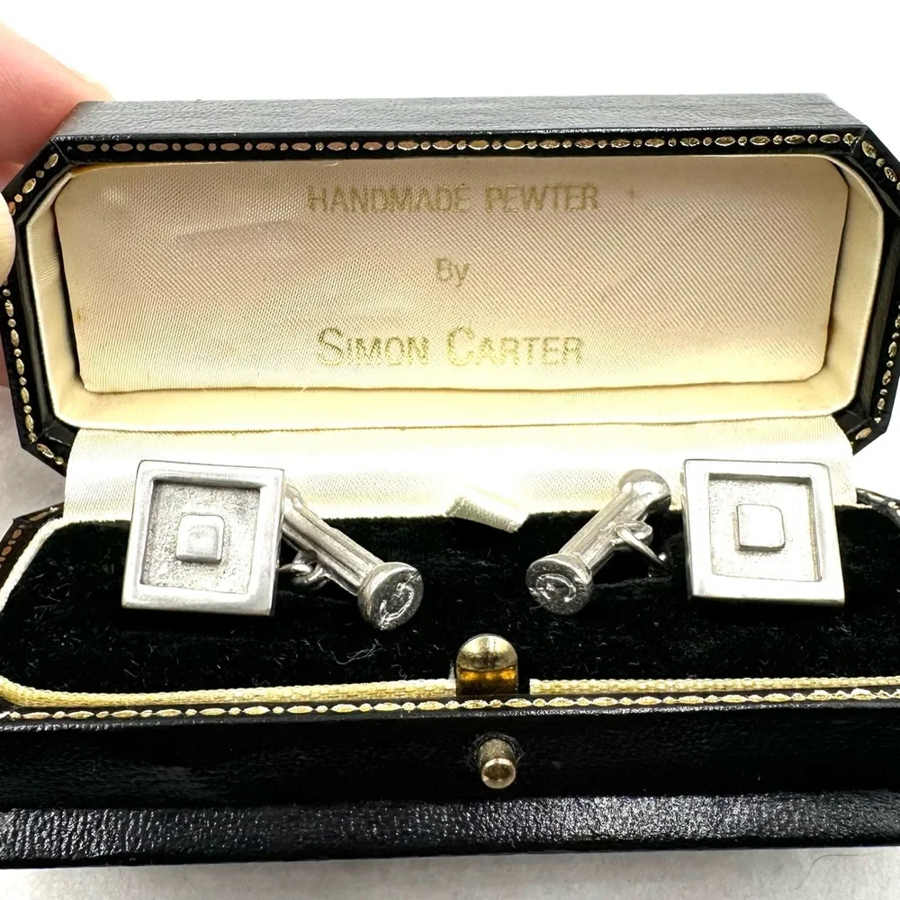 Simon Carter Silver Cufflinks Hand Made Pewter NIB